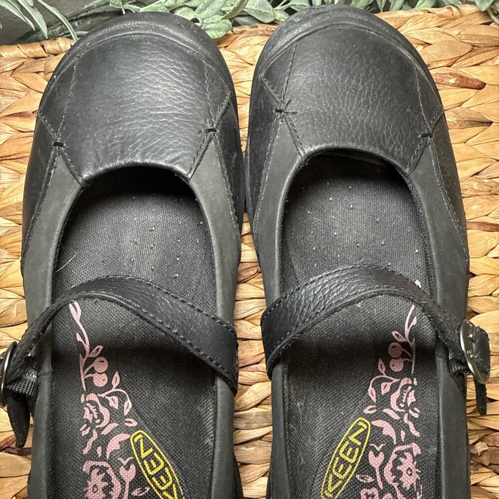 Keen Womens Black Leather Strap Clog Mary Jane Shoes Sz US 9 EU 39.5 Comfort - Picture 7 of 13